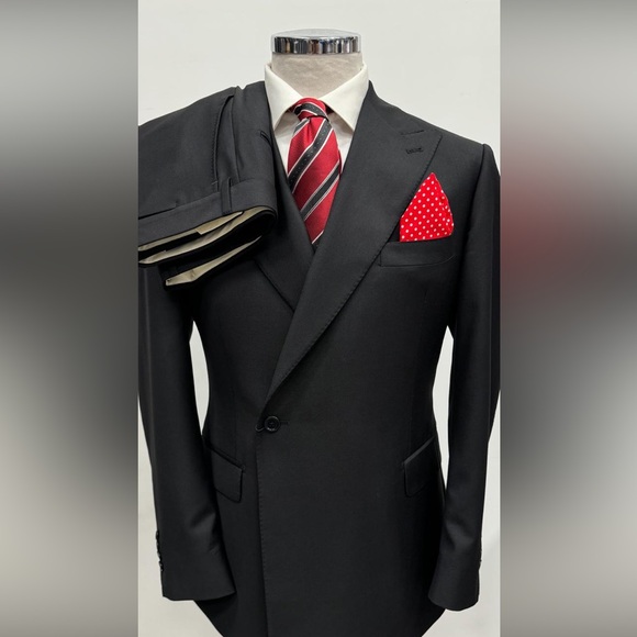 Black 100% super 150 Cerruti 1881 one button double breasted wool suit - Picture 1 of 3